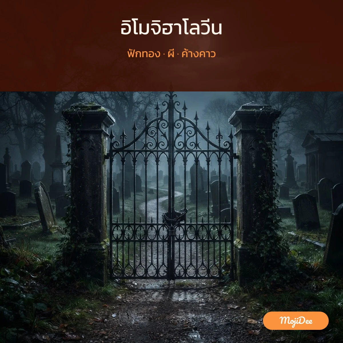 อิโมจิฮาโลวีน ฟักทอง · ผี · ค้างคาว จาก MojiDee