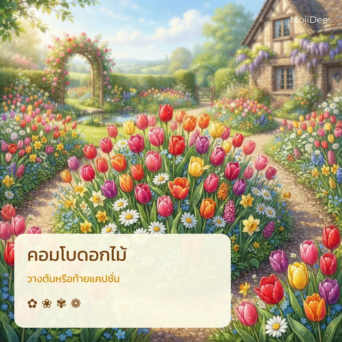 คอมโบดอกไม้ ✿ และ kaomoji ดอกไม้ สำหรับแต่งแคปชั่น จาก MojiDee