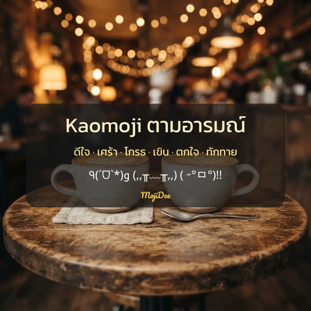 Kaomoji ตามอารมณ์ ดีใจ เศร้า โกรธ เขิน ตกใจ ทักทาย จาก MojiDee