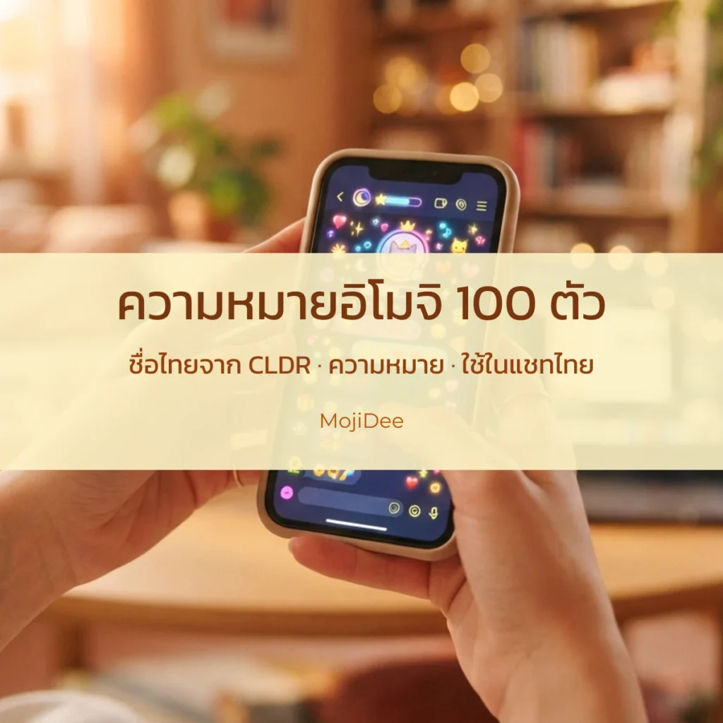 ความหมายอิโมจิ 100 ตัว ชื่อภาษาไทยจาก CLDR และการใช้ในแชทไทย จาก MojiDee